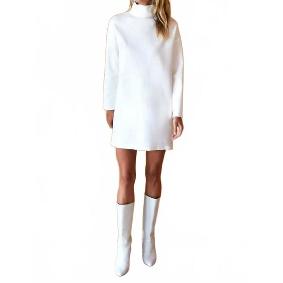 NEW EMERSON FRY raw edge turtleneck dress in white - Picture 1 of 2